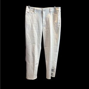 Coldwater Creek Ivory Cropped Embroidered Jeans